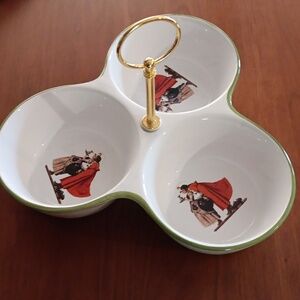 Norman Rockwell Three Compartment Serving Dish